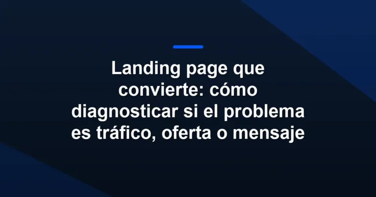 Landing page que convierte: como diagnosticar si el problema es trafico, oferta o mensaje
